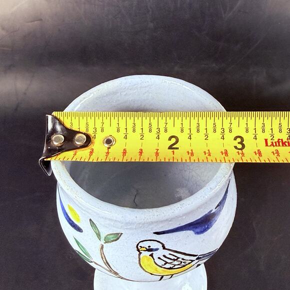 Vtg Studio Pottery Bird Chalice Goblet Votive Holder Hand Thrown Signed P. Gray - Picture 9 of 9